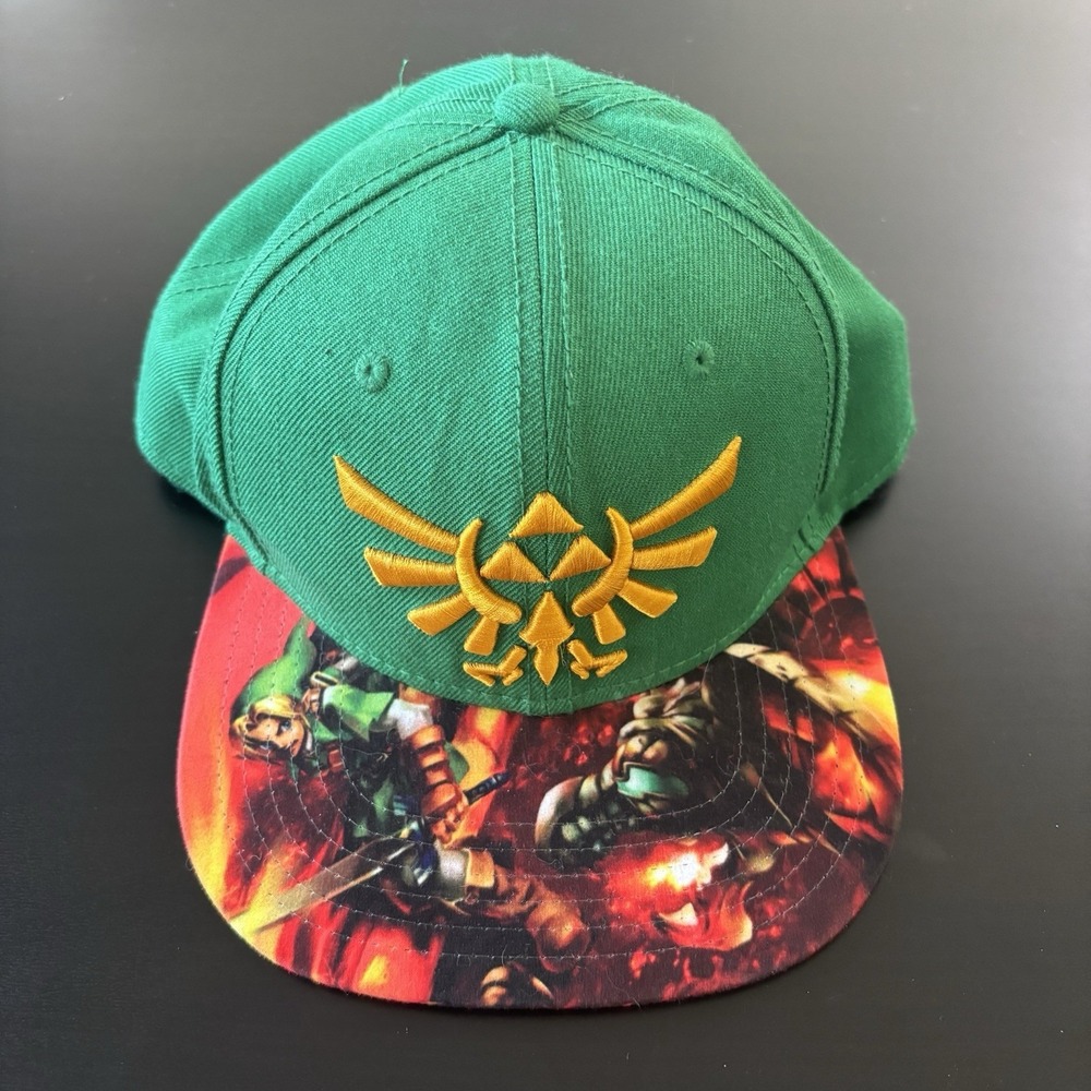 Zelda Ocarina of Time Hat Cap Snap Back Green One Size Gamer‎ Gaming